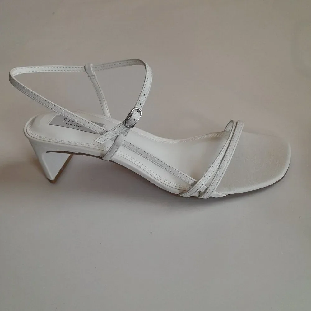 Steven New York Women’s Oceana White Leather Strappy Heels size 9.5